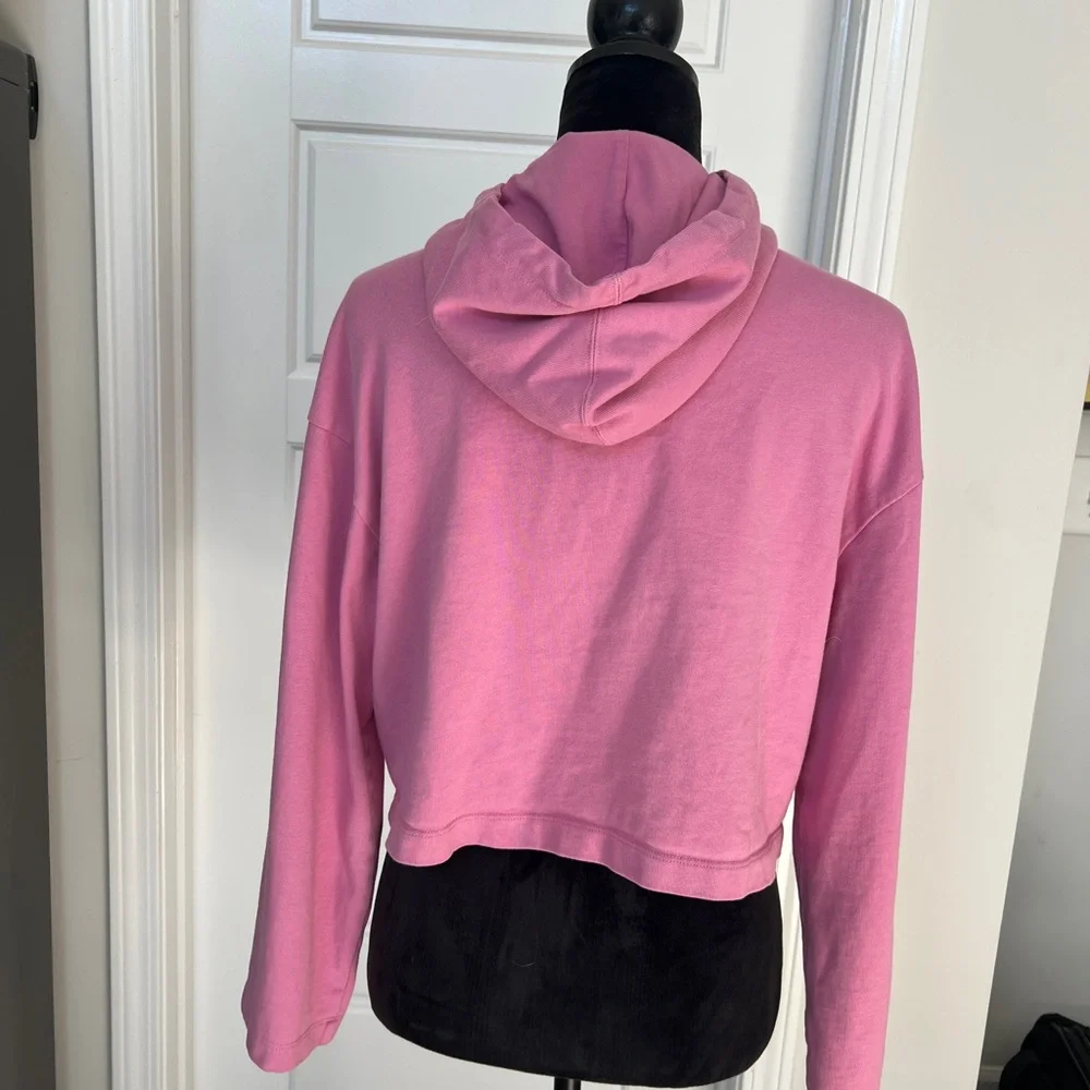 EUC Nike Women's Vibrant Pink Hoodie, Cropped w/ Wide 3/4 Sleeve size Small